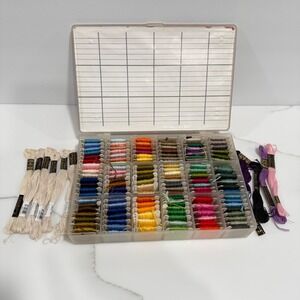 Vintage Lot 144+ Carded & New Embroidery Thread Floss in Case Many Colors DMC